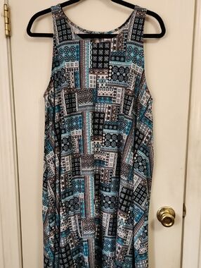 Bobbie Brooks Blue, Black & White Asymmetrical Women's Dress